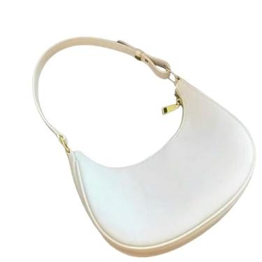 Imagem de Baguete meia lua Bolsa Feminina Lateral Lisa(Branco)