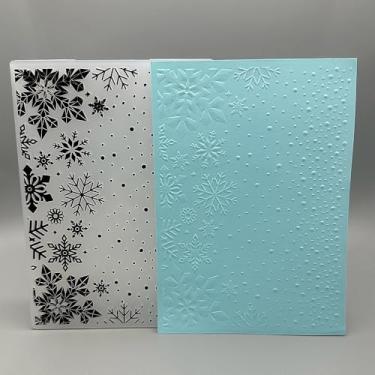 Imagem de Modelo de pasta em relevo de plástico 3D, elementos de Natal, flocos de neve, 2 texturas, 12 x 18 cm para fazer cartões, faça você mesmo, scrapbook, papel, artesanato, artesanato, scrapbook, artes
