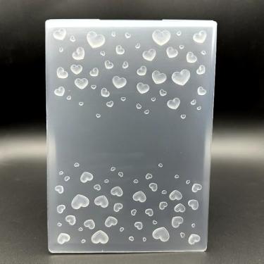 Imagem de Pasta de plástico 3D em relevo em formato de coração textura de amor 12,7 x 17,8 cm para fazer cartões, faça você mesmo, scrapbooking, papel, artesanato, artesanato, scrapbook, arte, decoração