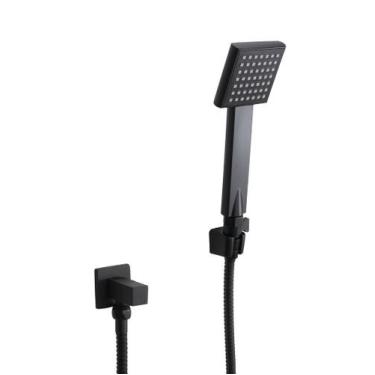 Imagem de Ducha Higiênica Quadrada Preta ABS c/ Registro 1/4 de Volta - AMG Meta