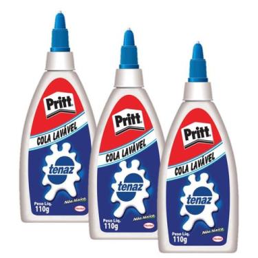 Imagem de Cola Líquida Tenaz Pritt 110g Kit 3un Ideal Artesanato ou Escolar Não 