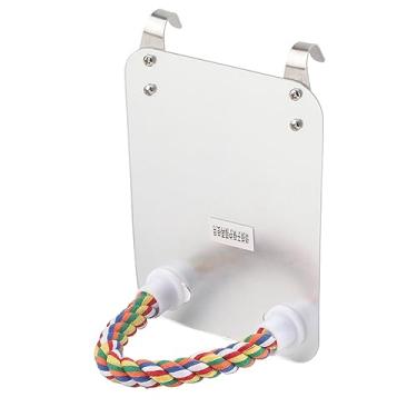 Imagem de YOUTHINK Espelho de Pássaro Espelho de Aço Inoxidável para Pássaros, Brinquedo de de Aço Inoxidável Com Poleiro de Corda Colorida, Ampla Aplicação para Periquito, Calopsita, Conure, 5 X 7 Polegadas (Modelo 1)