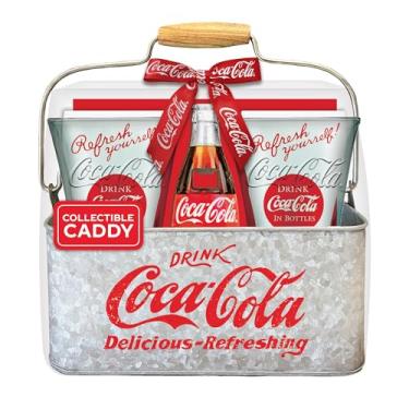 Imagem de Marketplace Brands Conjunto de 4 peças de copos de bebida estilo vintage da Coca-Cola com suporte de lata colecionável