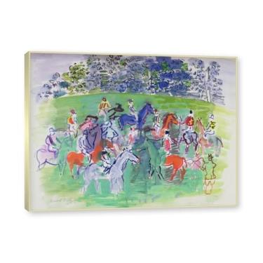 Imagem de NHLDZYH Moldura champanhe. Folhas impressionistas, (nas corridas) de Raoul Dufy, reprodução de quadros, quadros de pinturas famosas, imagem murais quartos. 60x80cm