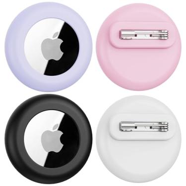 Imagem de Citymore Pacote com 4 capas ocultas para crianças da Apple, para Apple Air Tag, suporte de silicone para airtag com pinos de segurança, antiperda, para crianças idosas, bagagem, roupas (preto, branco