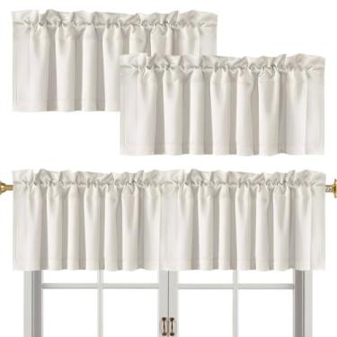 Imagem de Cortina blecaute de poliéster com 2/4 painéis, sanefa, bolso para varão, tratamento de janela para sala de estar, café, banheiro, lavanderia (branco, 4)