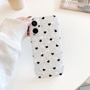 Imagem de KEXAAR Capa compatível com iPhone 17, design de concha de coração semitransparente floral floral à prova de choque capa protetora traseira rígida fina e transparente para mulheres meninas 2025 6,3