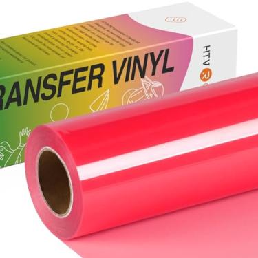 Imagem de HTVRONT Rolos de vinil de transferência de calor HTV vermelhos - 30,5 cm x 10,7 m HTV vermelho para camisas, ferro em vinil para todas as máquinas de corte - Fácil de cortar e remover ervas daninhas