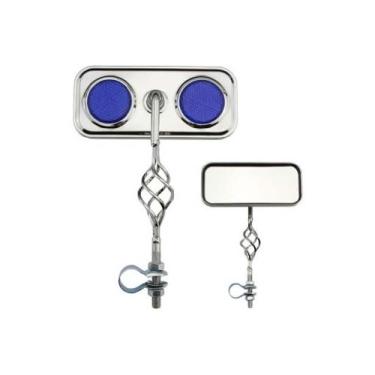 Imagem de Lowrider Refletores azuis espelhados retangulares de gaiola. Espelho de bicicleta, Beach Cruiser, Chopper, Limo, Bicicleta elástica, BMX, Track, Fixie, Mountain Bikes