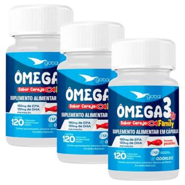 Imagem de Kit 3 Ômega 3 Peixinho 18 EPA 12 DHA Family Global Suplementos 120 Cápsulas