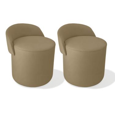 Imagem de Kit 2 Puff Orgânico Encosto Suede Redondo Quarto Sala Estar Capuccino