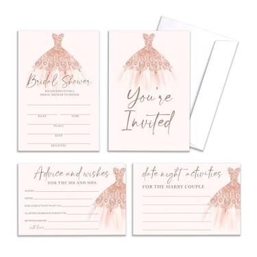 Imagem de HRIOROII Convites para chá de panela com envelopes, conselhos e desejos para o Sr. e a Sra. Convites de chá de casamento rosa para chá de casamento, decorações de festa de noivado lembrancinhas -05