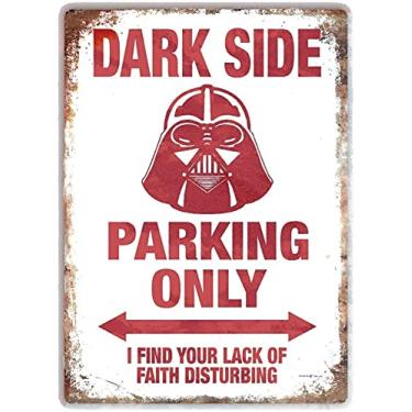 Imagem de J.DXHY A Tin Sign Great Dark Side Parking Only - Arte de placa de parede - Darth Anakin Luke Vader Decoração de parede de metal de alumínio 30,5 x 20 cm Placa vintage