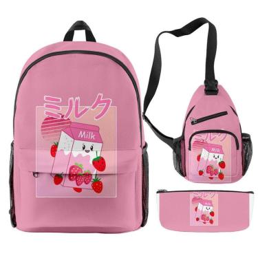 Imagem de Conjunto de mochilas Georgenotfounds Milk Satchel Anime 3D Print para crianças