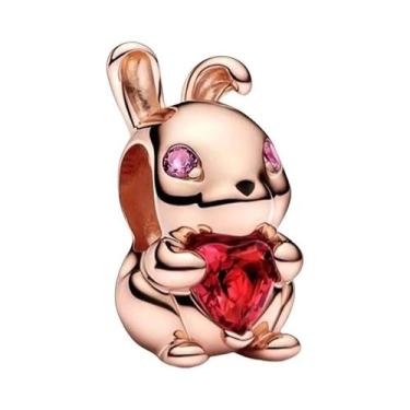 Imagem de Pulseira De Charms Feminina Em Prata 925 Banho De Ouro Com Coelho, Cru