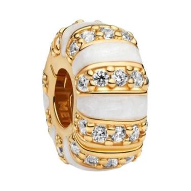 Imagem de Pulseira De Charms Feminina Em Prata 925 Banho De Ouro Com Coelho, Cru