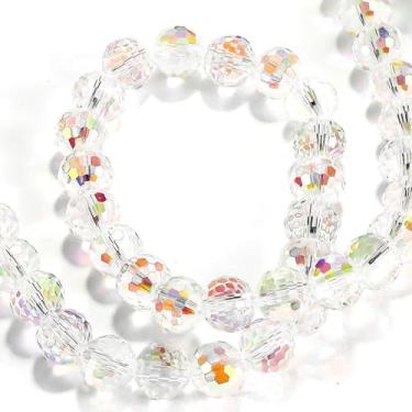 Imagem de Contas de cristal redondas de 10 mm para fazer joias, contas de vidro de cristal facetadas a granel para artesanato, pulseira, brinco faça você mesmo, sinos de vento, apanhador de sol (cristal AB, 50