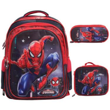 Imagem de Kit Mochila Infantil Menino Homem Aranha 3d Lancheira Estojo - TOYS 2U
