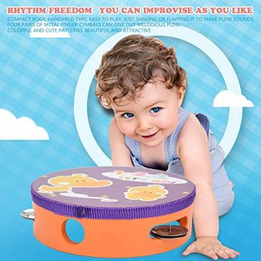 Imagem de SPYMINNPOO Sino de Tambor de Pandeiro Portátil de Madeira para Percussão Musical, Fácil de Tocar para Acompanhamento de Canto/dança, Padrões Coloridos, Ideal para Crianças/adultos, 15 Cm (Todas as