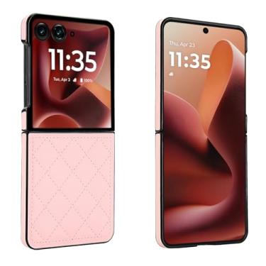 Imagem de Capa para celular Motorola Razr 50 Ultra, couro macio com padrão luxuoso antichoque, capa de telefone fina, estilo moderno (rosa)