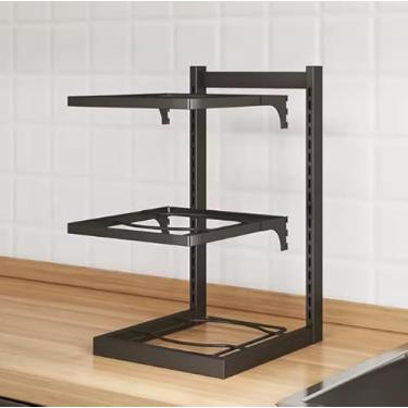 Imagem de Organizador de Panelas Vertical Ajustável em Ferro – Porta Panelas para Armário de Cozinha | Suporte Modular com Ajuste de Altura para Panelas, Frigideiras e Tampas (3 camadas)