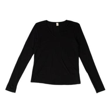 Imagem de Blusa Feminina Rovitex Básica Manga Longa Lisa Preta-Feminino