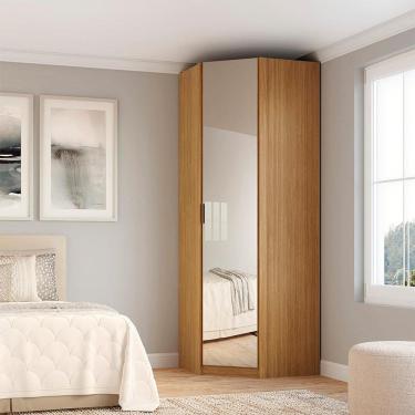 Imagem de Guarda-Roupa Modulado de Canto com Espelho Altezza Trend 1 Porta Freijó 85 cm