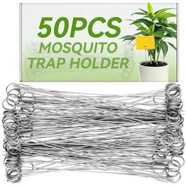 Imagem de Otoolling Suporte de arame de 30 cm de comprimento para armadilhas pegajosas, suporte de estaca de metal para armadilhas amarelas para colar plantas, jardins e estufas, fácil instalação (prata)