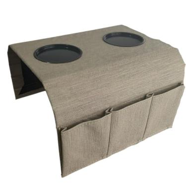 Imagem de Bandeja Esteira para braco sofa marrom mescla porta copos e porta controles Copos e Porta-Controles - Suporte para Celular e Objetos Pessoais - Prático e Resistente(Fendy)
