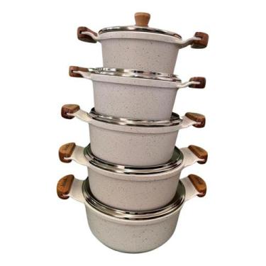 Imagem de Jogo De Panelas Javali Premium Com Revestimento De Cerâmica, Branco