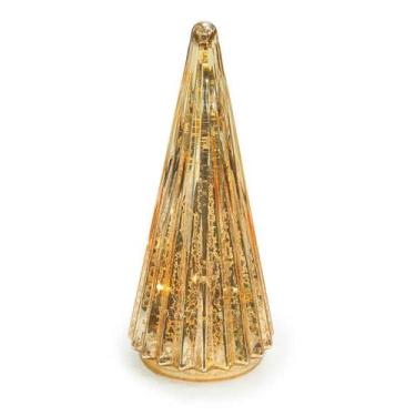 Imagem de Arvore de Natal Decorativa de Vidro c/Led Dourada 23cm - Cromus