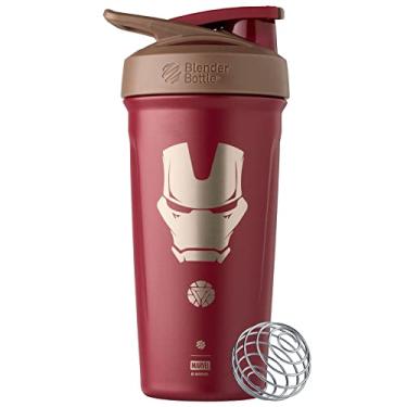 Imagem de BlenderBottle Coqueteleira Marvel Sport isolada de aço inoxidável com batedor de arame, 680 g, Iron Man – Shakes de proteína e hidratação para atletas e entusiastas de fitness, mistura fácil, mantém