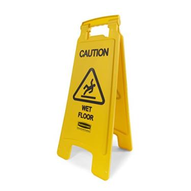 Imagem de Rubbermaid Commercial Products Placa "Caution Wet Floor" de 66 cm, 2 lados, amarelo (FG611277YEL), 3,8 cm x 28,5 cm x 66,5 cm