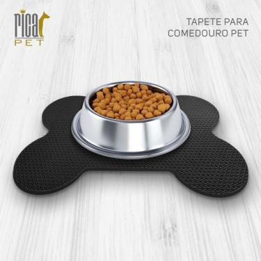 Imagem de Tapete Pet Tigela 50x30cm Preto Cães Gatos