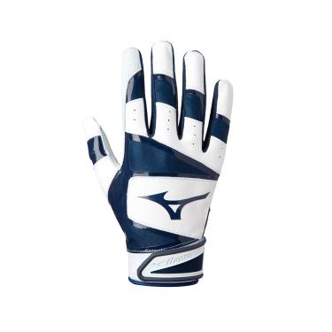 Imagem de Mizuno B-303 Luva de beisebol para rebatedor juvenil, branca-azul-marinho, pequena