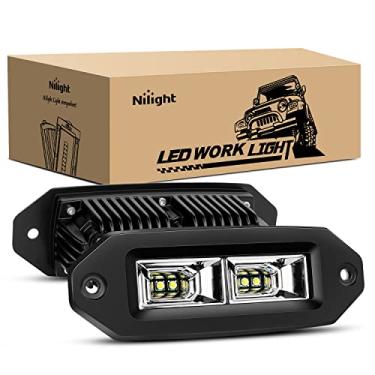 Imagem de Nilight - 14042F-B 2 peças 40W montagem embutida LED Pods Flood LED barra de luz de trabalho, luzes de condução off-road backup farol de neblina para Jeep Bumper ATV UTV SUV caminhão barco