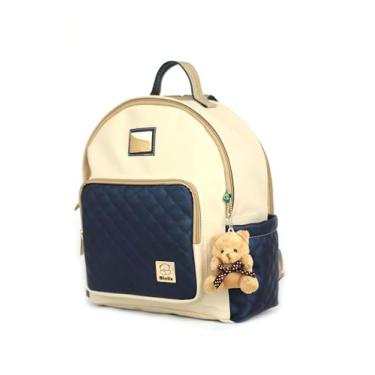 Imagem de Mochila Maternidade Bebe Menino Menina Miellu+ Urso Chaveiro - Linha Elegance (Azul Marinho)