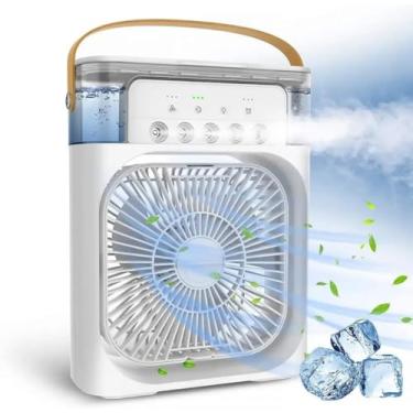 Imagem de Climatizador Ventilador Aromatizador Umidificador Ar Condicionado Portátil Reservatório de Água Gelada Gelo Luz de Led Temporizador - RCM Group® (Branco)