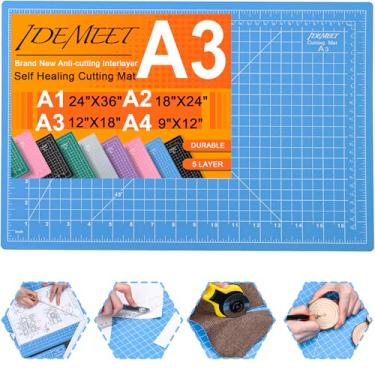 Imagem de Tapete de corte autorreparável espesso de 45,7 x 30,5 cm, tapete de costura de corte rotativo Idemeet para artesanato, lâmina de 5 camadas, protetor de mesa, tábua de corte para tecido, couro,