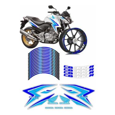Imagem de Kit Carenagem Honda + Friso De Roda Azul Cb 300r 2015 - Resitank