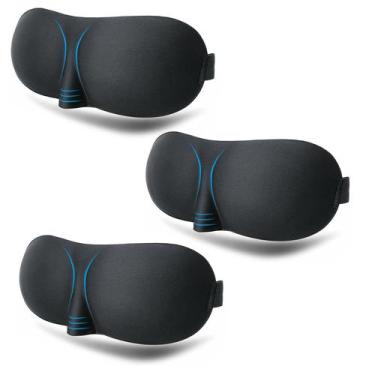 Imagem de Kit 3x Máscara Tapa Olhos Para Dormir 3D Unissex Blackout Confortável 