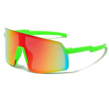 Imagem de NIDOVIX Óculos de sol de beisebol infantil para meninas e meninos de 2 a 12 anos, óculos de sol de beisebol UV400 óculos de sol esportivos para ciclismo, 05 Espelhado verde/vermelho, lenswidth