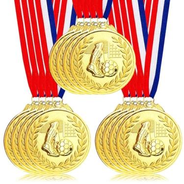 Imagem de sunioine Pacote com 12 Medalhas de Futebol de Metal para Prêmios para Adultos, Medalhas de Ouro de 5 cm Medalhas de Vencedor de Estilo Olímpico Troféus de Participação para Jogos de Futebol Esportivo,