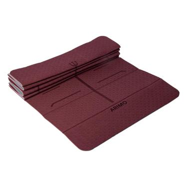 Imagem de ARIMO Tapete Yoga Mat Dobrável Antiderrapante TPE Ecológico Biodegradável Todos Os Tipos de Yoga/Pilates 181 x 61 cm x 6 mm (Orquídea com Linhas)