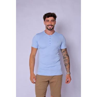 Imagem de Camiseta masculina slim gola henley tricot premium manga curta - Lifes