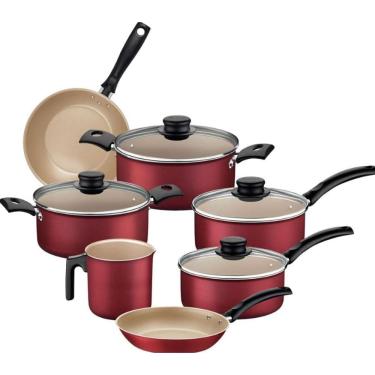 Imagem de Jogo De Panelas Tramontina Red 07 Pc Antiaderente