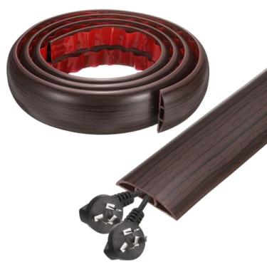 Imagem de HARFINGTON Capa de cabo de 1,8 m L 1,5 x A 0,3 Canal interno PVC esconde extensão, protetor de fios para evitar desvios de cabos, gerenciamento de cabos, madeira preta