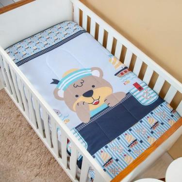 Imagem de Edredom Berço Americano para Bebê Menino Sublimado - Carinha de Anjo, 