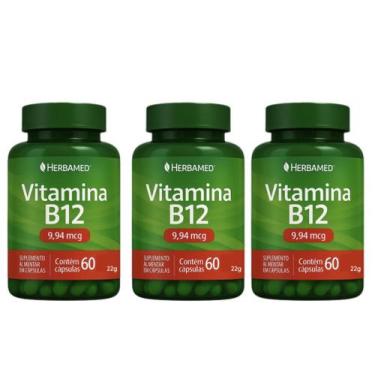 Imagem de Kit 3 Vitamina B12 Metilcobalamina 60 Cápsulas - Herbamed