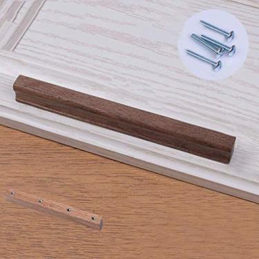 Imagem de Puxador de porta de guarda-roupa de madeira maciça longa, puxadores de gaveta de cômoda de móveis, puxadores de armário de bar de cozinha, puxadores de armário de armário de banheiro, nogueira preta,